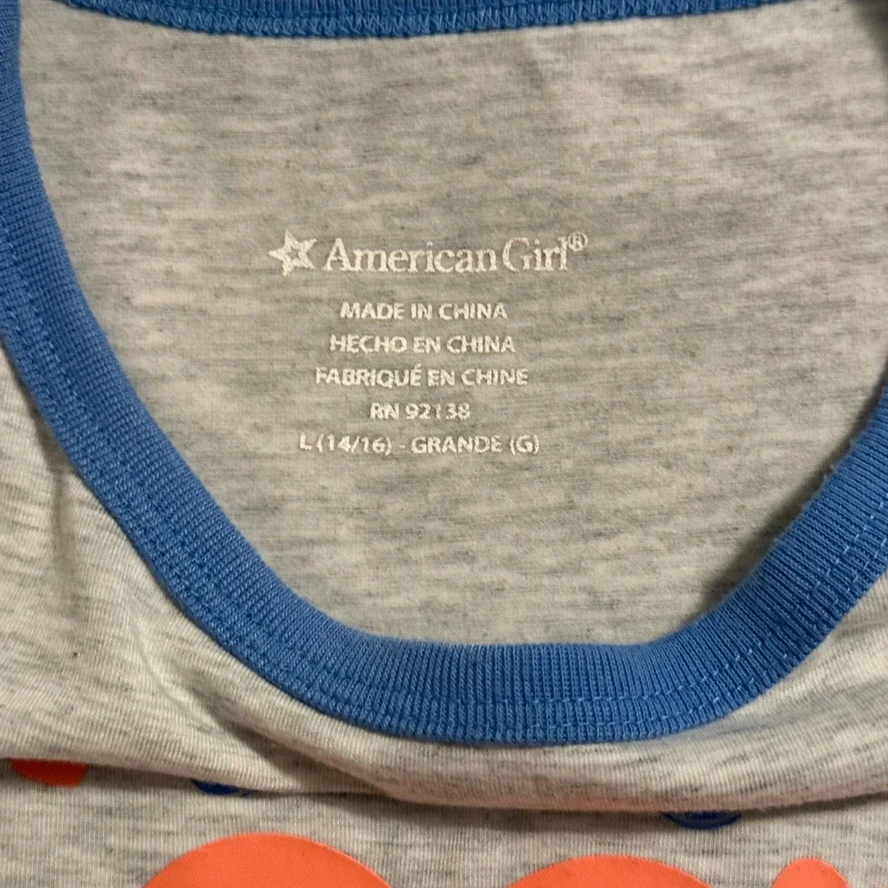 American Girl Kids S'more Please Pajama Set Gray Blue Size L 14/16 PJs